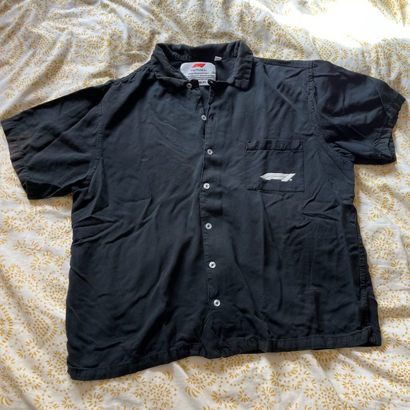 Pacsun Viscose Formula 1 Black Button Up Shirt Distressed - Picture 2 of 10